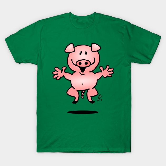 Jumping pig T-Shirt by Cardvibes